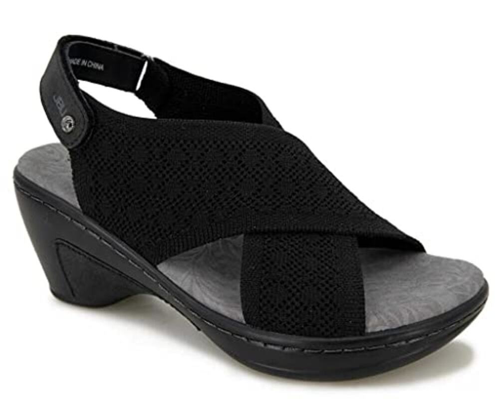 JBU Alyssa Wedge Neoprene Knit Sporty Sandal Black 8